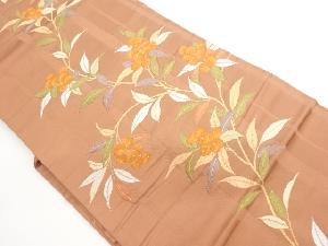 果実に草葉模様織出し名古屋帯